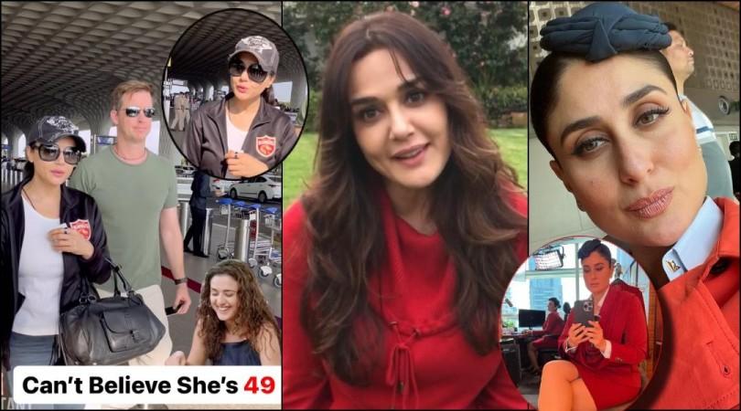Preity Zinta spotted at the airport with her husband in no make-up look Preity Zinta spotted at the airport with her husband in no make-up look