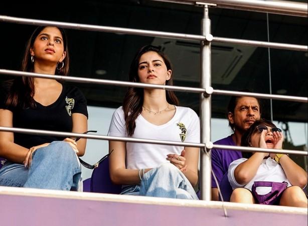 srk, suhana, ananya and abram at watch KKR match at staduim srk, suhana, ananya and abram at watch KKR match at staduim