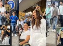 Exes Shahid Kapoor, Kareena Kapoor along with her son Taimur, John Abraham, Neha- Angad Bedi watch the MI Vs CSK clash