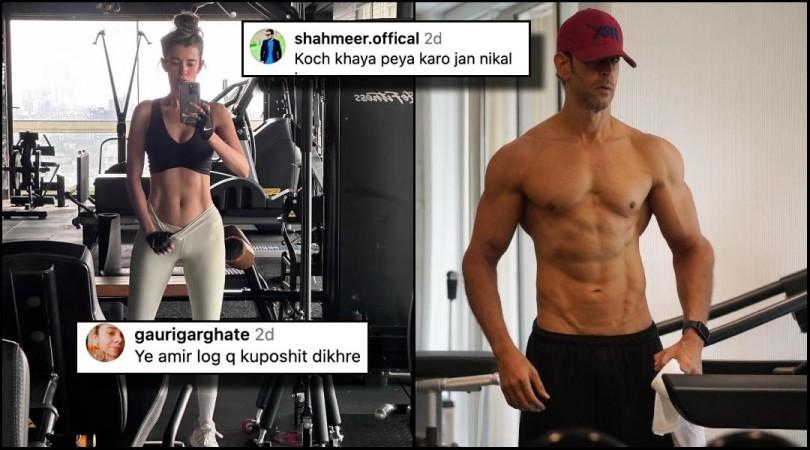 Saba Azad, known for her role in the series 'Who's Your Gynac, ' shared an Instagram gym selfie flaunting her abs. Saba Azad, known for her role in the series 'Who's Your Gynac, ' shared an Instagram gym selfie flaunting her abs.