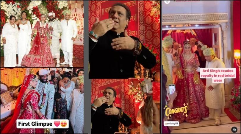 Arti singh stuns in red bridal outfit; Govinda arrives to bless the couple Arti singh stuns in red bridal outfit; Govinda arrives to bless the couple