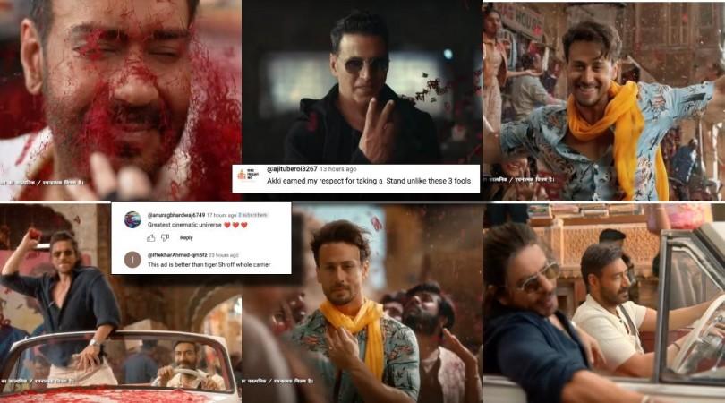 Tiger Shroff replaces Akshay Kumar; and joins Ajay Devgn and SRK in the new Vimal ad Tiger Shroff replaces Akshay Kumar; and joins Ajay Devgn and SRK in the new Vimal ad