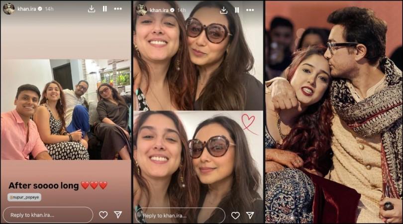 Rani Mukerji meets Aamir Khan 'after so long', clicks selfies with his daughter Ira Khan. Rani Mukerji meets Aamir Khan 'after so long', clicks selfies with his daughter Ira Khan.