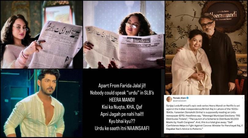 Sonakshi Sinha reads Urdu newspaper in SLB Heeramadi during the pre-independence era; netizens spot major goof-ups Sonakshi Sinha reads Urdu newspaper in SLB Heeramadi during the pre-independence era; netizens spot major goof-ups