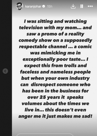 Karan Johar takes a dig at comedian Karan Johar takes a dig at comedian