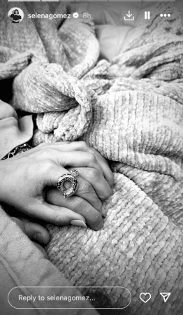 Selena Gomez, who once dated Justin, shared a cryptic photo with a ring on her finger. , Selena Gomez, who once dated Justin, shared a cryptic photo with a ring on her finger.