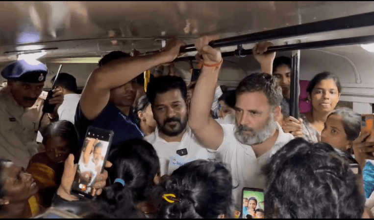 Rahul Gandhi Travels In RTC Bus In Hyderabad, Interacts With Passengers