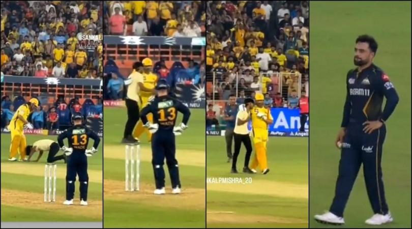 MS Dhoni hugged a fan who breached security to meet him amid CSK vs GT match; MS Dhoni hugged a fan who breached security to meet him amid CSK vs GT match;
