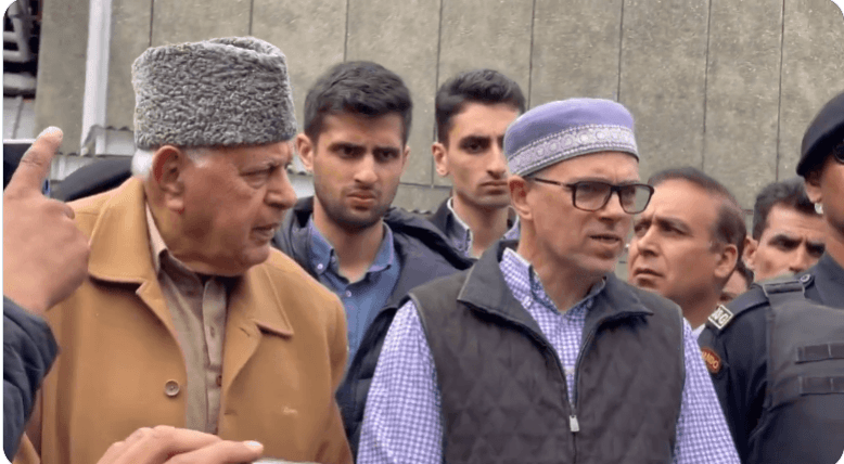 File picture: J&K Chief Minister Omar Abdullah with his father Dr. Farooq Abdullah and two sons Zahir and Zamir. Abdullah family
