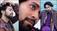 Social media influencer Ankush Bahuguna makes a statement with his inaugural Cannes appearance in Karan Torani's design; reactions to his purple shimmery eyebrow make-up