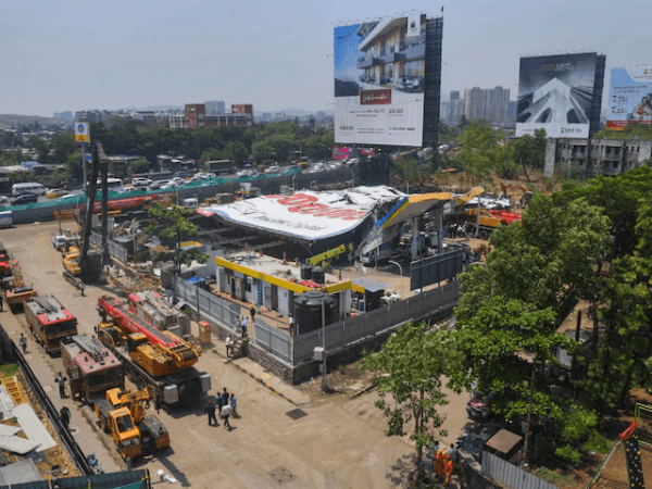 3 days after 16 people died and 74 were injured after a hoarding collapsed in Ghatkopar, Mumbai police have arrested Bhavesh Bhinde, the owner of the firm which put up the purportedly illegal hoarding on leased government land. ghatkopar massacare