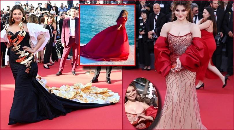 Urvashi Rautela stuns in red strapless shimmery gown; carries lip shaped mini clutch at Cannes Urvashi Rautela stuns in red strapless shimmery gown; carries lip shaped mini clutch at Cannes