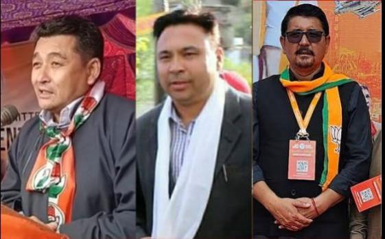 Tsering Namgyal (left) Congress candidate, Haji Hanifa Jan (middle) Kargil Democratic Alliance candidate, and Tashi Gyalson (right) BJP candidate Candidates on Ladakh seat