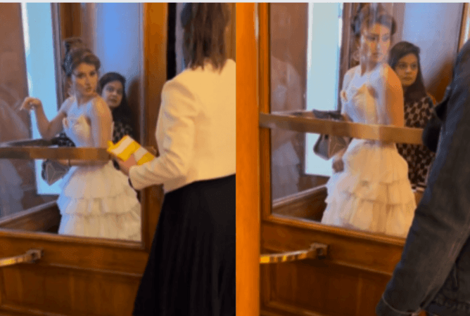 Urvashi Rautela gets stuck in a revolving door at Cannes Urvashi Rautela gets stuck in a revolving door at Cannes