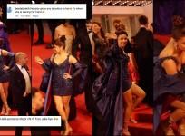 'Everyone is ignoring her, who's she waving?': Fans ask as Avneet Kaur gives flying kisses, bends down to touch the stairs of Cannes red carpet