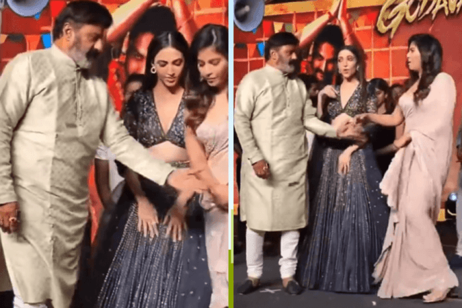 Nandamuri Balakrishna pushes Anjali Nandamuri Balakrishna pushes Anjali