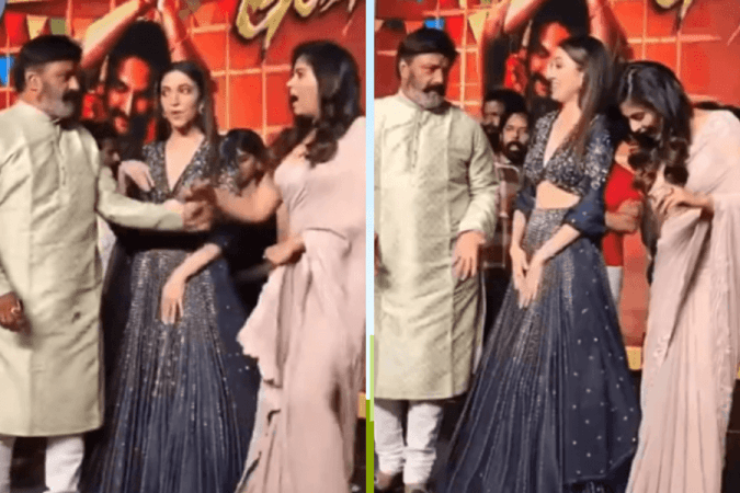 Nandamuri Balakrishna pushes Anjali Nandamuri Balakrishna pushes Anjali