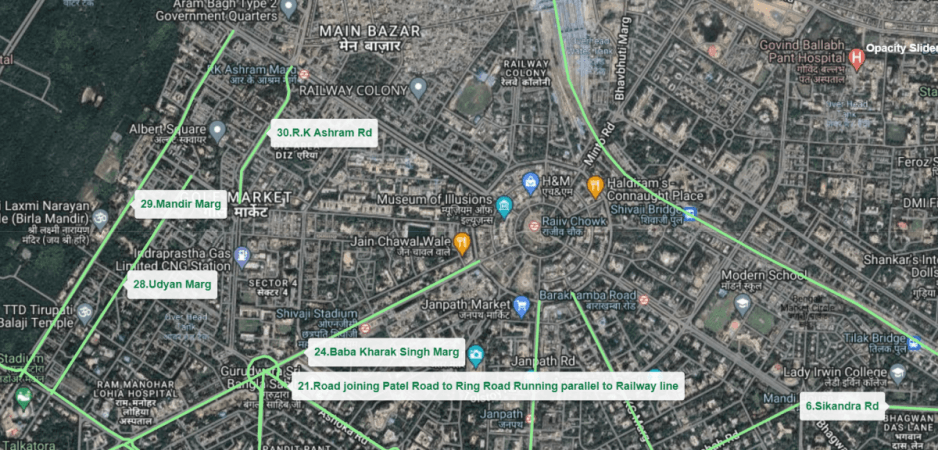 Screengrab of the Google Satellite map marking 'Deemed Forests' in Delhi Deemed Forests Delhi