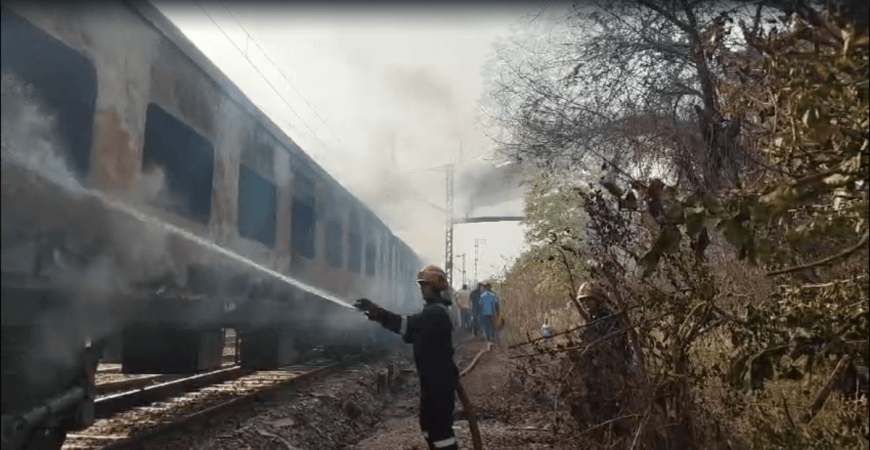 Taj Express catches fire in Delhi, no injuries reported Taj Express catches fire in Delhi, no injuries reported