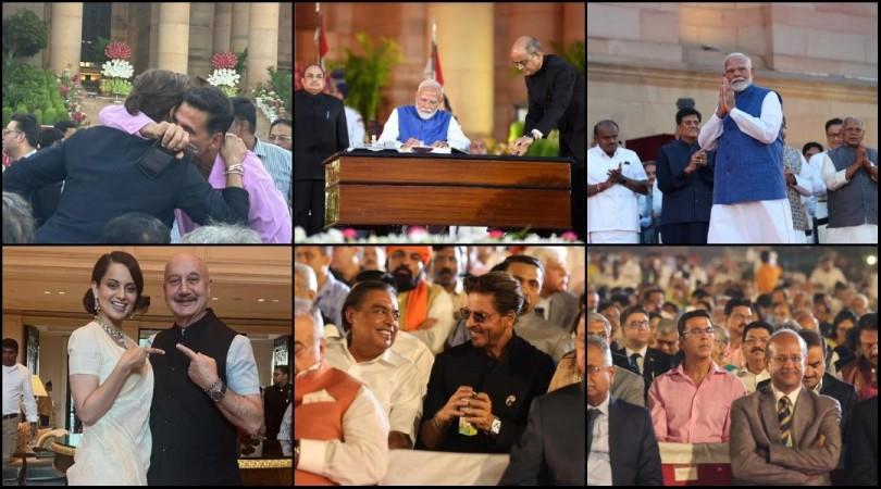 Akshay Kumar, SRK hug each other; Anant- Mukesh Ambani, Kangana Ranaut, Vikrant Massey graced PM Modi's oath taking ceremony