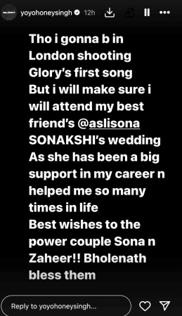 Honey Singh confirms Sonakshi's wedding Honey Singh confirms Sonakshi's wedding