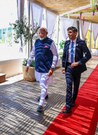 Apulia: Prime Minister Narendra Modi with United Kingdom Prime Minister Rishi Sunak during a bilateral meeting on the sidelines of the 50th G7 Summit Apulia: Prime Minister Narendra Modi with United Kingdom Prime Minister Rishi Sunak during a bilateral meeting on the sidelines of the 50th G7 Summit