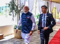 Apulia: Prime Minister Narendra Modi with United Kingdom Prime Minister Rishi Sunak during a bilateral meeting on the sidelines of the 50th G7 Summit