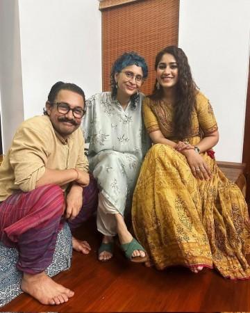 Aamir Khan's mom Zeenat's 90th b'day: Ira Khan repurposes her wedding blouse; Ex-wives Kiran Rao, Reena Dutta attend [Pics]