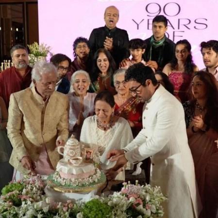 Aamir Khan's mom Zeenat's 90th b'day: Ira Khan repurposes her wedding blouse; Ex-wives Kiran Rao, Reena Dutta attend [Pics]