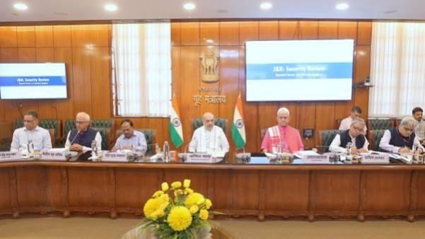 Union Home Minister Amit Shah chairing a high-level meeting to review security scenario in J&K Home Minister