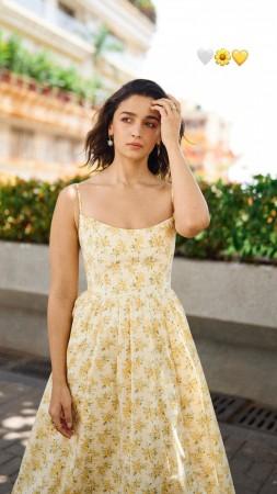 Alia Bhatt in yellow floral dress Alia Bhatt in yellow floral dress
