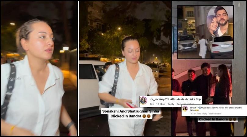 Sonakshi Sinha avoids paparazzi; refuses to pose with Zaheer Iqbal and Shatrughan Sinha post-get-together Sonakshi Sinha avoids paparazzi; refuses to pose with Zaheer Iqbal and Shatrughan Sinha post-get-together