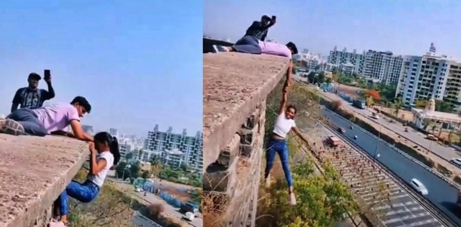 Girl dangles mid-air for reel, Pune Police nab 2 for daredevil stunt