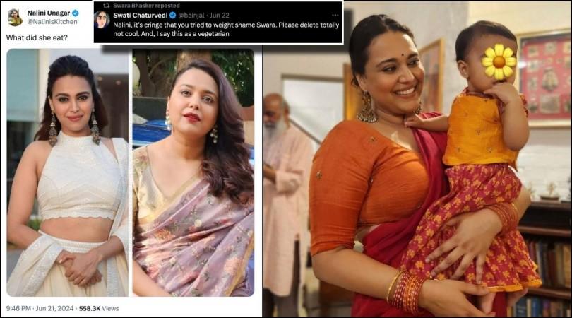 'What did she eat?': Food Blogger Nalini fat shames Swara by, deletes later; Swara Bhasker's husband Fahad Ahmad comes out in support 'What did she eat?': Food Blogger Nalini fat shames Swara by, deletes later; Swara Bhasker's husband Fahad Ahmad comes out in support