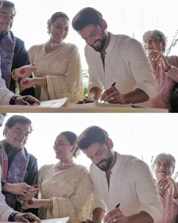 Sonakshi wore her mom's Poonam Sinha 44 years ago vintage saree for civil wedding