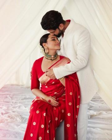Sonakshi Sinha - Zaheer Iqbal lovingly kiss each other on the forehead; keep their comment section disabled on Instagram [Pics]