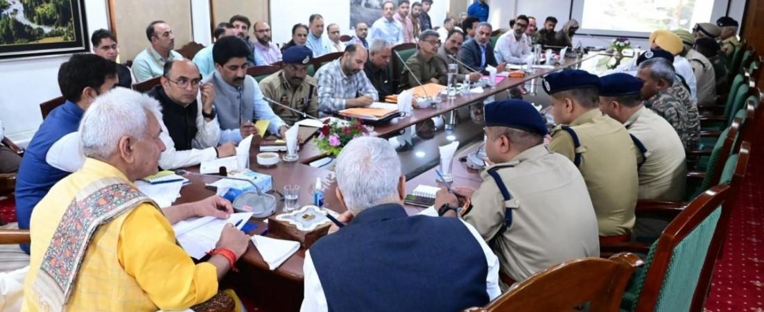 LG Manoj Sinha chairing a high-level security review meeting in Pahalgam ahead of Amarnath Yatra 2024 LG Manoj Sinha