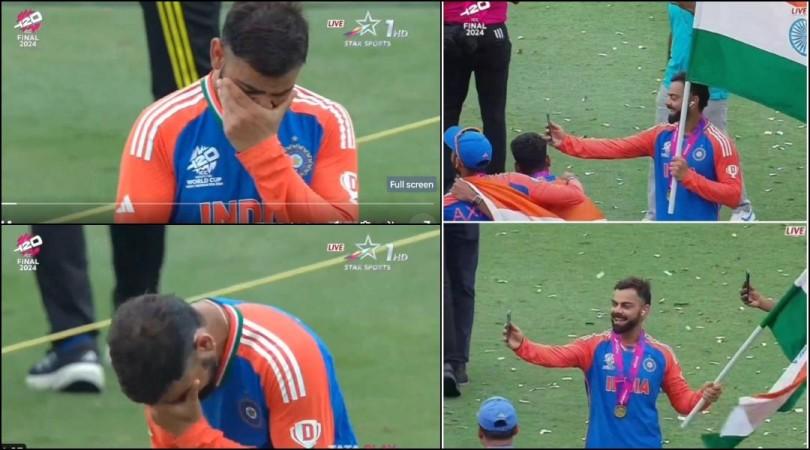 Virat Kohli cries as he video calls Anushka Sharma and kids Akaay, Vamika after India wins T20 WC Virat Kohli cries as he video calls Anushka Sharma and kids Akaay, Vamika after India wins T20 WC