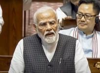 Prime Minister Narendra Modi speaks in Rajya Sabha during the ongoing session of Parliament