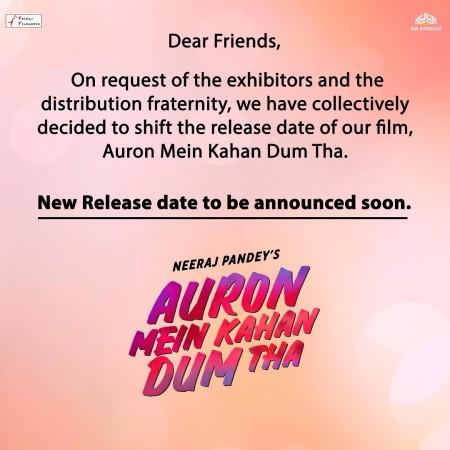 Ajay Devgn- Tabu's Auron Mein Kahan Dum Tha's release date postponed; amid success of Deepika Padukone, Big B, Prabhas's Kalki Ajay Devgn- Tabu's Auron Mein Kahan Dum Tha's release date postponed; amid success of Deepika Padukone, Big B, Prabhas's Kalki
