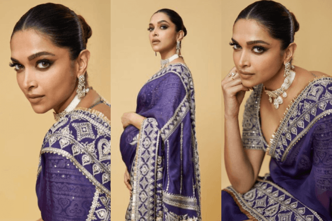 Deepika Padukone purple saree at anant radhika sangeet Deepika Padukone purple saree at anant radhika sangeet