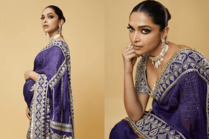 Deepika Padukone purple saree at anant radhika sangeet Deepika Padukone purple saree at anant radhika sangeet