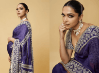 Deepika Padukone purple saree at anant radhika sangeet