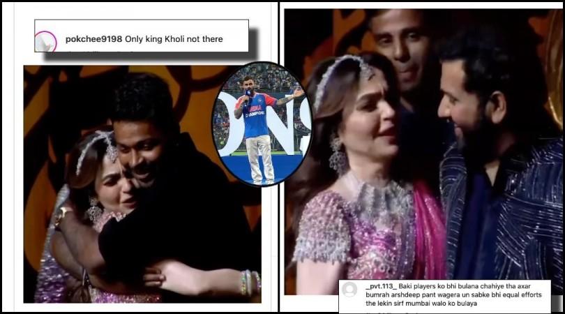 Rohit Sharma CRIES as Nita- Mukesh Ambani felicitates Team India; Ambanis laud Hardik Pandya; fans ask, 'Where is Virat Kohli?' Rohit Sharma CRIES as Nita- Mukesh Ambani felicitates Team India; Ambanis laud Hardik Pandya; fans ask, 'Where is Virat Kohli?'