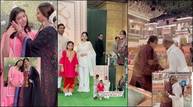 Big B waits for MS Dhoni, Sakshi, Ziva to finish their photo-ops; mom Aishwarya fixes Aaradhya's hair as they pose separately [Watch]