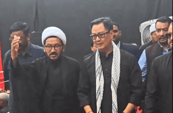 Union Minister Kiran Rijiju with religious leaders at Kargil Kiran Ri