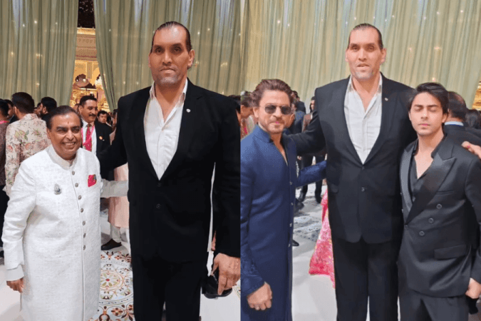 Khali with Mukesh Ambani, Shah Rukh Khan, Aryan Khan Khali with Mukesh Ambani, Shah Rukh Khan, Aryan Khan