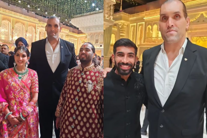 Khali with Radhika, Anant, Jasprit Bumrah Khali with Radhika, Anant, Jasprit Bumrah