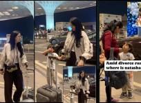 Hardik Pandya's son covers his eyes with hands as paps flash camera light; Natasa leaves Hardik, jets off to Serbia with son