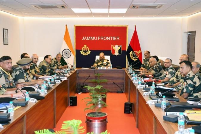 DG BSF Nitin Aggarwal chairing a meeting to review border security in Jammu. DG BSF Nitin Aggarwal